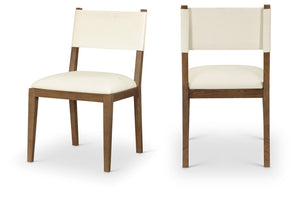 Meridian Furniture Avon Contemporary Vegan Leather Side Chair with Walnut Ash Frame for Dining Rooms 88018Cream-SC