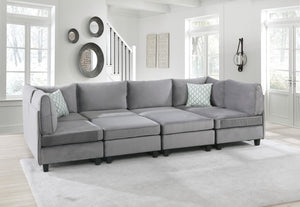 English Elm Simona 8 Piece Velvet Modular Sectional with Pocket Coil Support for Large Living Rooms B061S00216