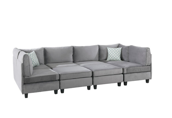 English Elm Simona 8 Piece Velvet Modular Sectional with Pocket Coil Support for Large Living Rooms B061S00216