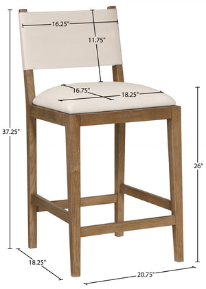 Meridian Furniture Avon Vegan Leather Counterstool with Walnut Ash Frame for Kitchen Island Seating 88019Beige-C