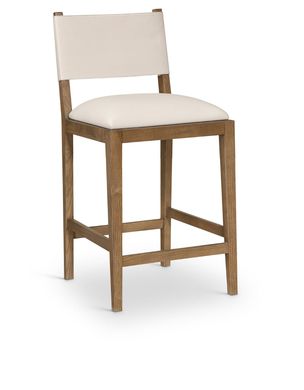Meridian Furniture Avon Vegan Leather Counterstool with Walnut Ash Frame for Kitchen Island Seating 88019Beige-C