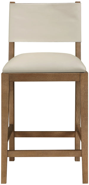 Meridian Furniture Avon Vegan Leather Counterstool with Walnut Ash Frame for Kitchen Island Seating 88019Beige-C
