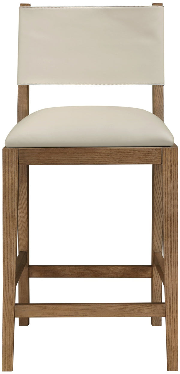 Meridian Furniture Avon Vegan Leather Counterstool with Walnut Ash Frame for Kitchen Island Seating 88019Beige-C