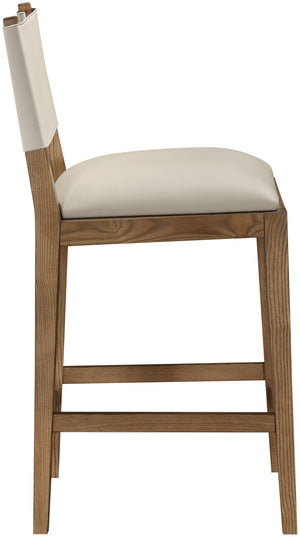 Meridian Furniture Avon Vegan Leather Counterstool with Walnut Ash Frame for Kitchen Island Seating 88019Beige-C