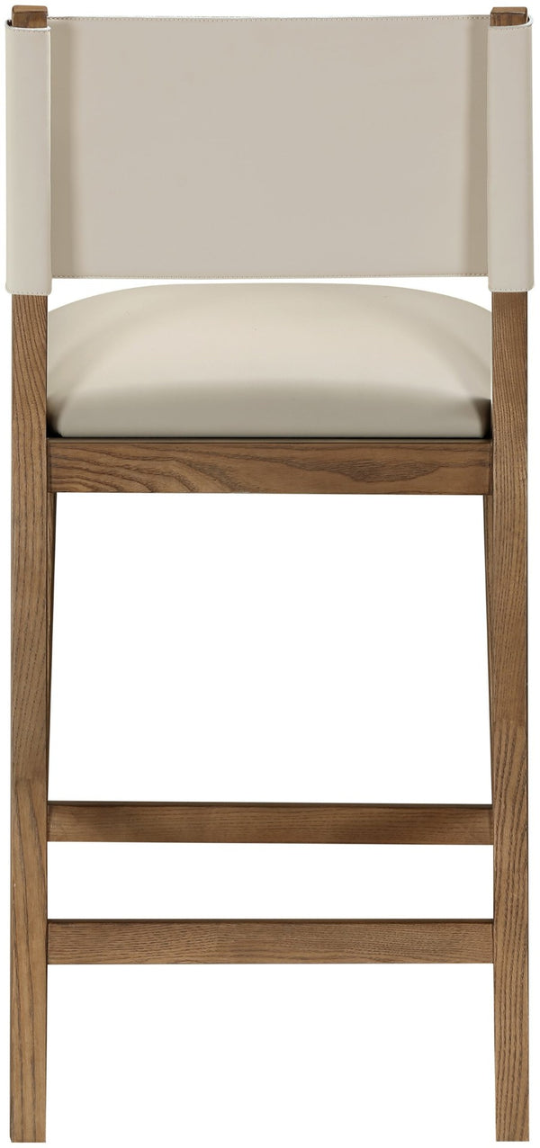 Meridian Furniture Avon Vegan Leather Counterstool with Walnut Ash Frame for Kitchen Island Seating 88019Beige-C