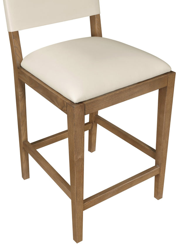 Meridian Furniture Avon Vegan Leather Counterstool with Walnut Ash Frame for Kitchen Island Seating 88019Beige-C