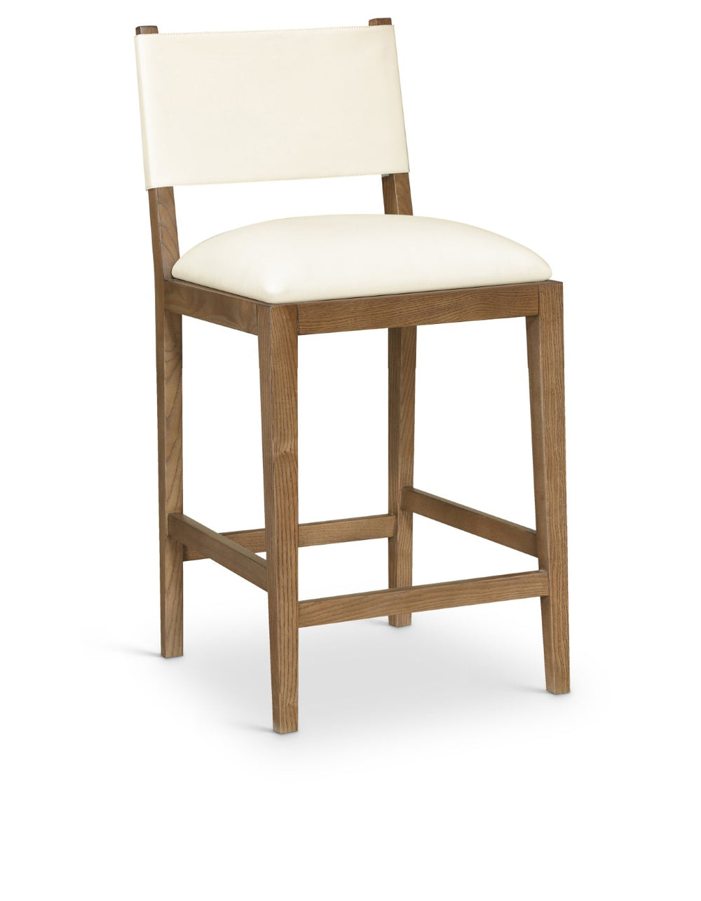 Meridian Furniture Avon Vegan Leather Counter Stool with Solid Ash Frame for Kitchen Islands 88019Cream-C