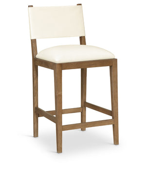 Meridian Furniture Avon Vegan Leather Counter Stool with Solid Ash Frame for Kitchen Islands 88019Cream-C