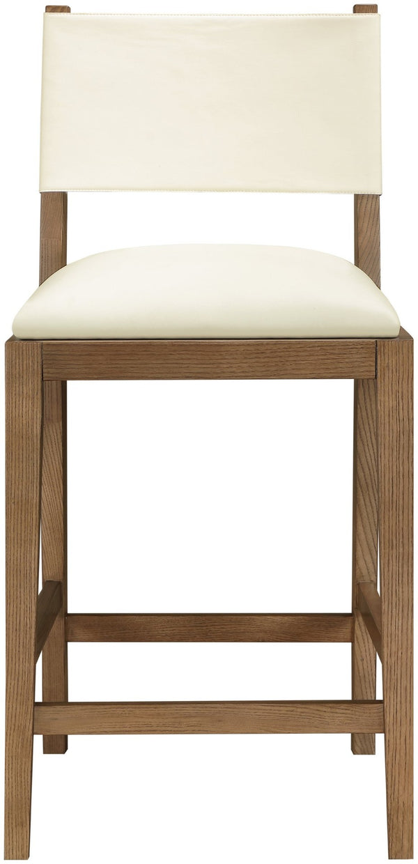 Meridian Furniture Avon Vegan Leather Counter Stool with Solid Ash Frame for Kitchen Islands 88019Cream-C