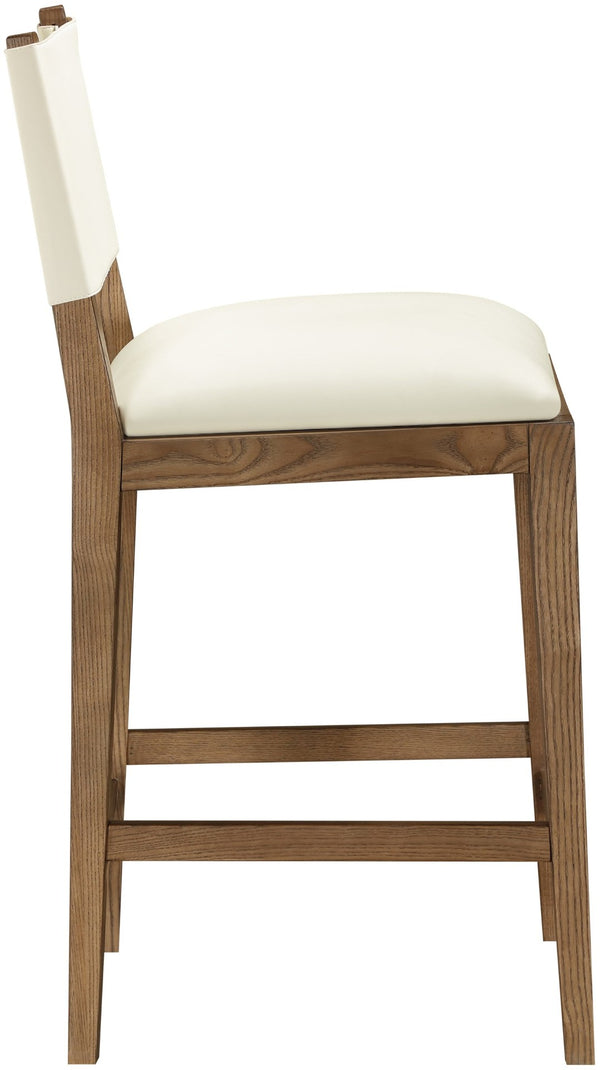 Meridian Furniture Avon Vegan Leather Counter Stool with Solid Ash Frame for Kitchen Islands 88019Cream-C