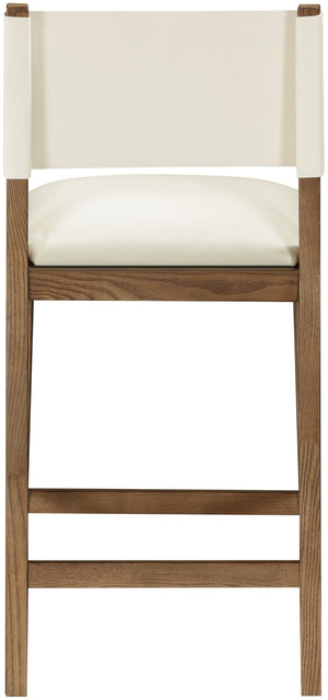 Meridian Furniture Avon Vegan Leather Counter Stool with Solid Ash Frame for Kitchen Islands 88019Cream-C