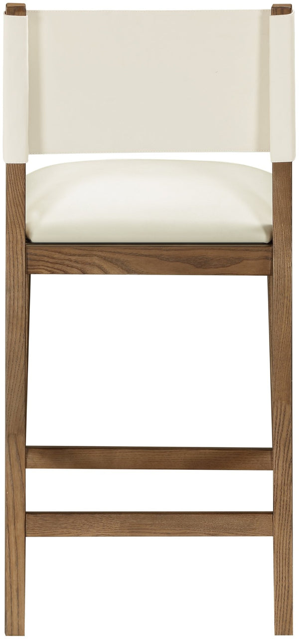 Meridian Furniture Avon Vegan Leather Counter Stool with Solid Ash Frame for Kitchen Islands 88019Cream-C