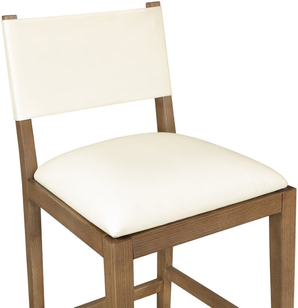 Meridian Furniture Avon Vegan Leather Counter Stool with Solid Ash Frame for Kitchen Islands 88019Cream-C