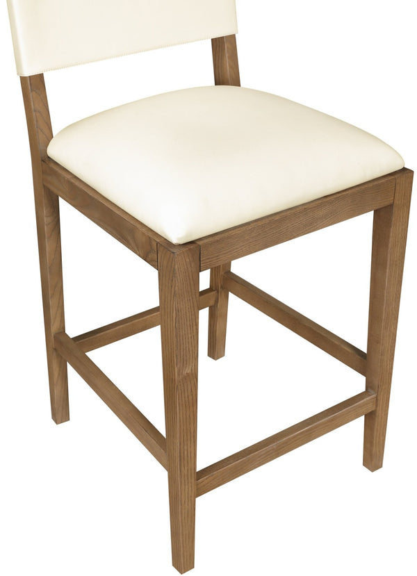 Meridian Furniture Avon Vegan Leather Counter Stool with Solid Ash Frame for Kitchen Islands 88019Cream-C