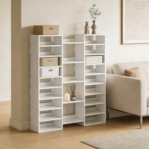 English Elm Storage Organizer Freestanding Shoe Rack 23 Shelf White Mdf Entryway Display Unit T3971P453348