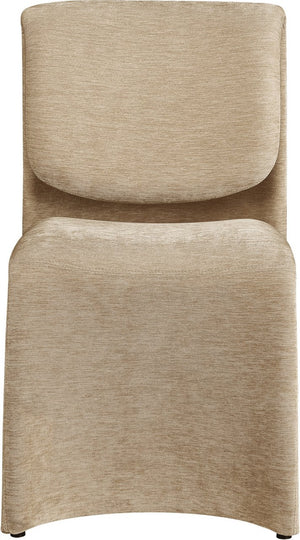 Meridian Furniture Slique Sculptural Upholstered Dining Chair with Brushed Brass Iron Frame for Modern Rooms Beige 88020Beige-C