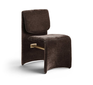 Meridian Furniture Slique Sculptural Upholstered Dining Chair with Brushed Brass Iron Frame for Modern Rooms Brown 88020Brown-C
