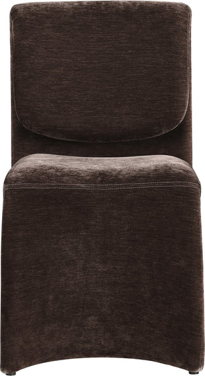Meridian Furniture Slique Sculptural Upholstered Dining Chair with Brushed Brass Iron Frame for Modern Rooms Brown 88020Brown-C