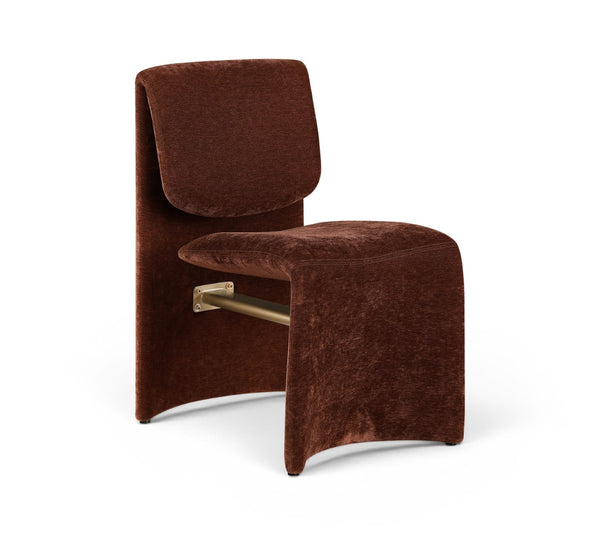 Meridian Furniture Slique Sculptural Upholstered Dining Chair with Brushed Brass Iron Frame for Modern Rooms Burgundy 88020Burg-C