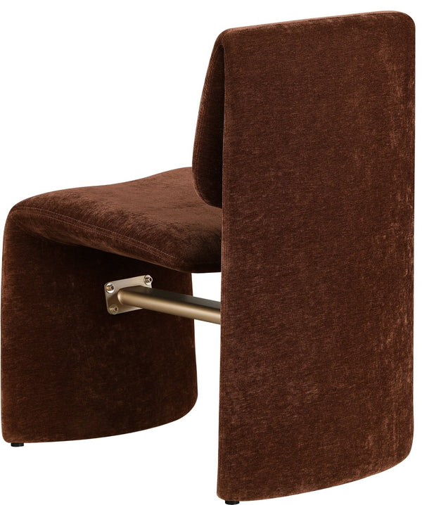 Meridian Furniture Slique Sculptural Upholstered Dining Chair with Brushed Brass Iron Frame for Modern Rooms Burgundy 88020Burg-C