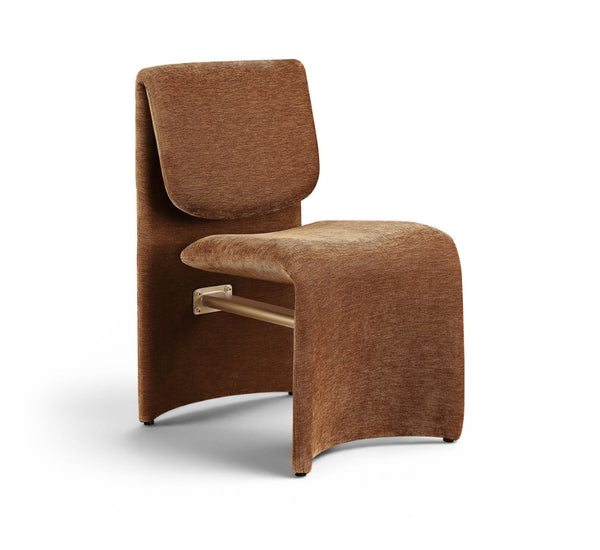 Meridian Furniture Slique Sculptural Upholstered Dining Chair with Brushed Brass Iron Frame for Modern Rooms Cognac 88020Cognac-C