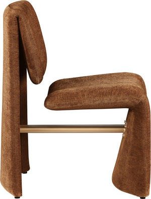 Meridian Furniture Slique Sculptural Upholstered Dining Chair with Brushed Brass Iron Frame for Modern Rooms Cognac 88020Cognac-C