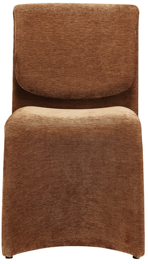 Meridian Furniture Slique Sculptural Upholstered Dining Chair with Brushed Brass Iron Frame for Modern Rooms Cognac 88020Cognac-C