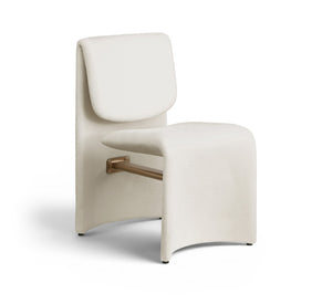 Meridian Furniture Slique Sculptural Upholstered Dining Chair with Brushed Brass Iron Frame for Modern Rooms Cream 88020Cream-C
