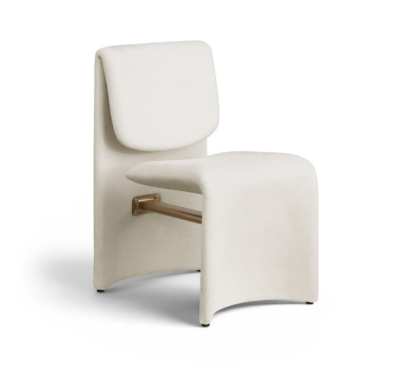 Meridian Furniture Slique Sculptural Upholstered Dining Chair with Brushed Brass Iron Frame for Modern Rooms Cream 88020Cream-C