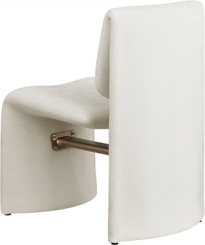 Meridian Furniture Slique Sculptural Upholstered Dining Chair with Brushed Brass Iron Frame for Modern Rooms Cream 88020Cream-C