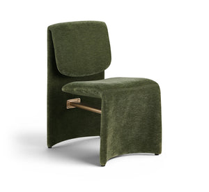 Meridian Furniture Slique Sculptural Upholstered Dining Chair with Brushed Brass Iron Frame for Modern Rooms Green 88020Green-C