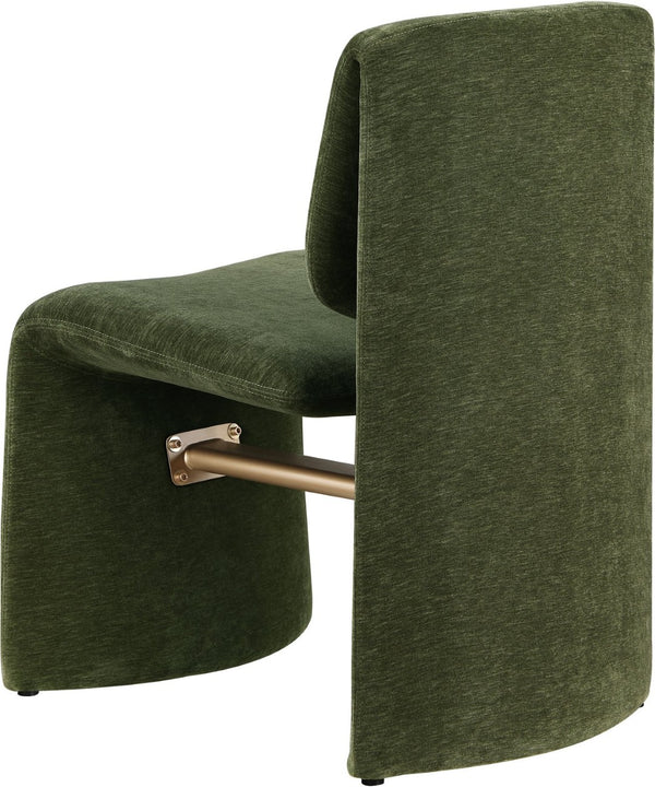 Meridian Furniture Slique Sculptural Upholstered Dining Chair with Brushed Brass Iron Frame for Modern Rooms Green 88020Green-C