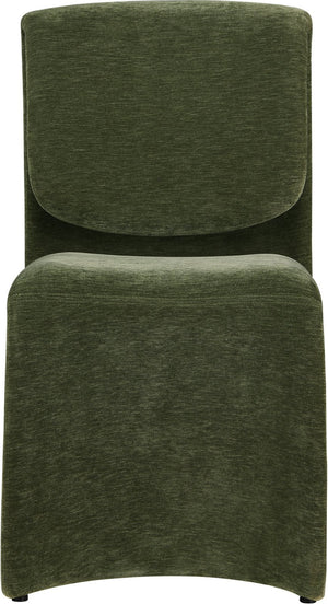 Meridian Furniture Slique Sculptural Upholstered Dining Chair with Brushed Brass Iron Frame for Modern Rooms Green 88020Green-C