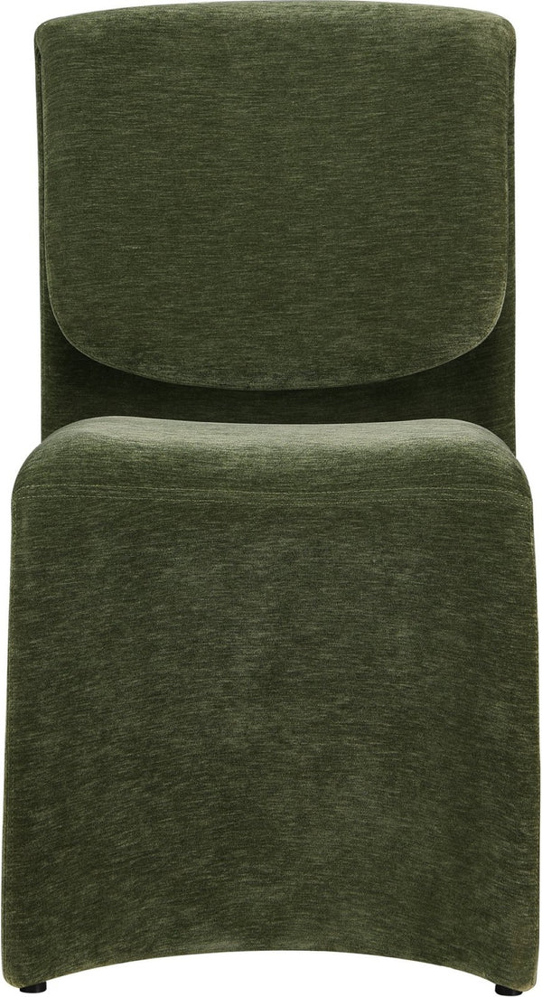Meridian Furniture Slique Sculptural Upholstered Dining Chair with Brushed Brass Iron Frame for Modern Rooms Green 88020Green-C