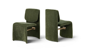 Meridian Furniture Slique Sculptural Upholstered Dining Chair with Brushed Brass Iron Frame for Modern Rooms Green 88020Green-C
