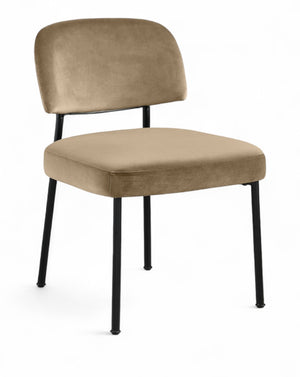 Meridian Furniture Zarelle Velvet Upholstered Dining Chair with Matte Black Iron Frame for Modern Rooms Beige 88021Beige-C