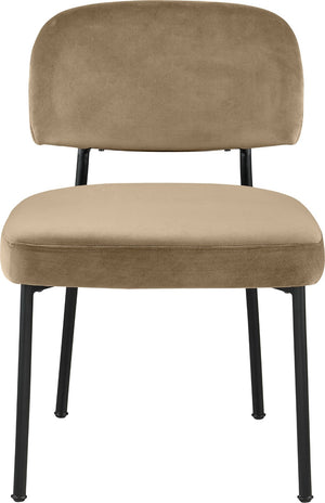 Meridian Furniture Zarelle Velvet Upholstered Dining Chair with Matte Black Iron Frame for Modern Rooms Beige 88021Beige-C