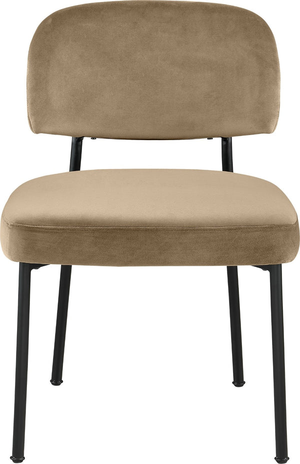 Meridian Furniture Zarelle Velvet Upholstered Dining Chair with Matte Black Iron Frame for Modern Rooms Beige 88021Beige-C