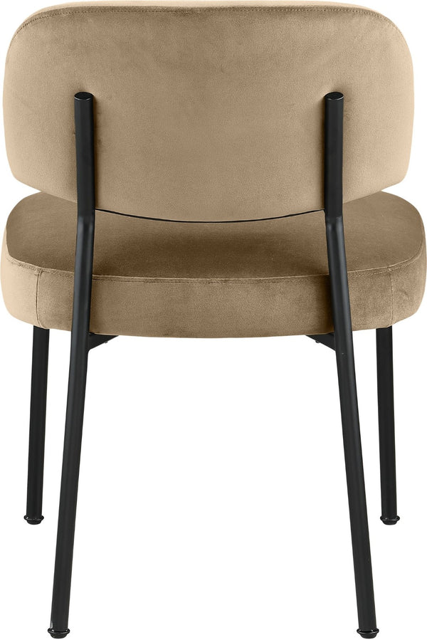 Meridian Furniture Zarelle Velvet Upholstered Dining Chair with Matte Black Iron Frame for Modern Rooms Beige 88021Beige-C