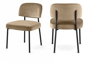 Meridian Furniture Zarelle Velvet Upholstered Dining Chair with Matte Black Iron Frame for Modern Rooms Beige 88021Beige-C