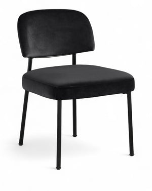 Meridian Furniture Zarelle Velvet Upholstered Dining Chair with Matte Black Iron Frame for Modern Rooms Black 88021Black-C