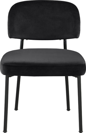 Meridian Furniture Zarelle Velvet Upholstered Dining Chair with Matte Black Iron Frame for Modern Rooms Black 88021Black-C