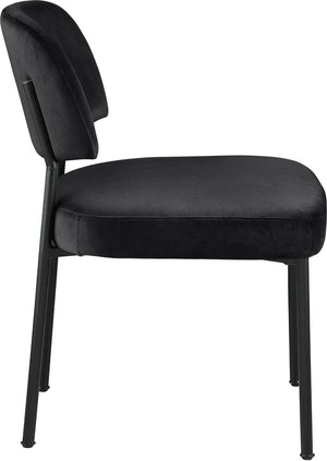 Meridian Furniture Zarelle Velvet Upholstered Dining Chair with Matte Black Iron Frame for Modern Rooms Black 88021Black-C