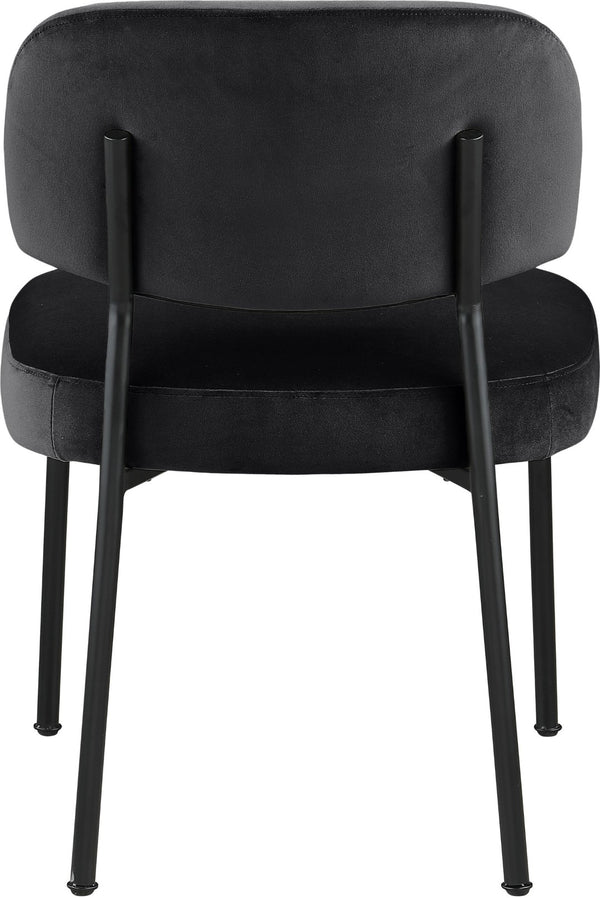 Meridian Furniture Zarelle Velvet Upholstered Dining Chair with Matte Black Iron Frame for Modern Rooms Black 88021Black-C