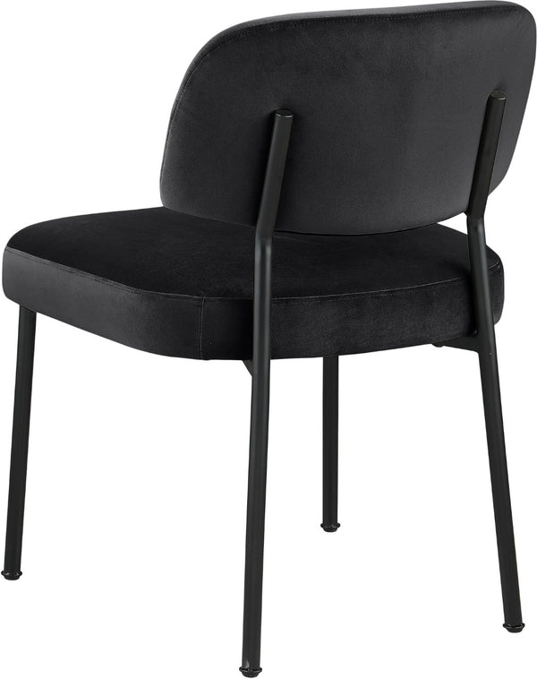 Meridian Furniture Zarelle Velvet Upholstered Dining Chair with Matte Black Iron Frame for Modern Rooms Black 88021Black-C