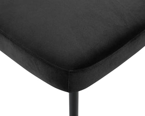 Meridian Furniture Zarelle Velvet Upholstered Dining Chair with Matte Black Iron Frame for Modern Rooms Black 88021Black-C