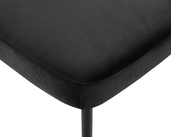 Meridian Furniture Zarelle Velvet Upholstered Dining Chair with Matte Black Iron Frame for Modern Rooms Black 88021Black-C