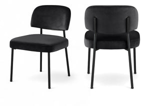 Meridian Furniture Zarelle Velvet Upholstered Dining Chair with Matte Black Iron Frame for Modern Rooms Black 88021Black-C