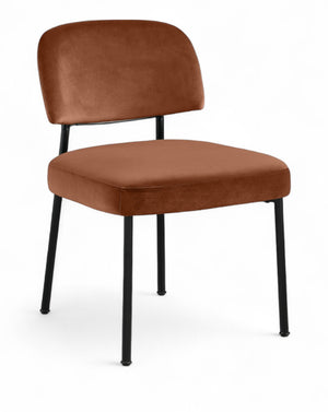Meridian Furniture Zarelle Velvet Upholstered Dining Chair with Matte Black Iron Frame for Modern Rooms Cognac 88021Cognac-C