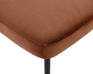 Meridian Furniture Zarelle Velvet Upholstered Dining Chair with Matte Black Iron Frame for Modern Rooms Cognac 88021Cognac-C